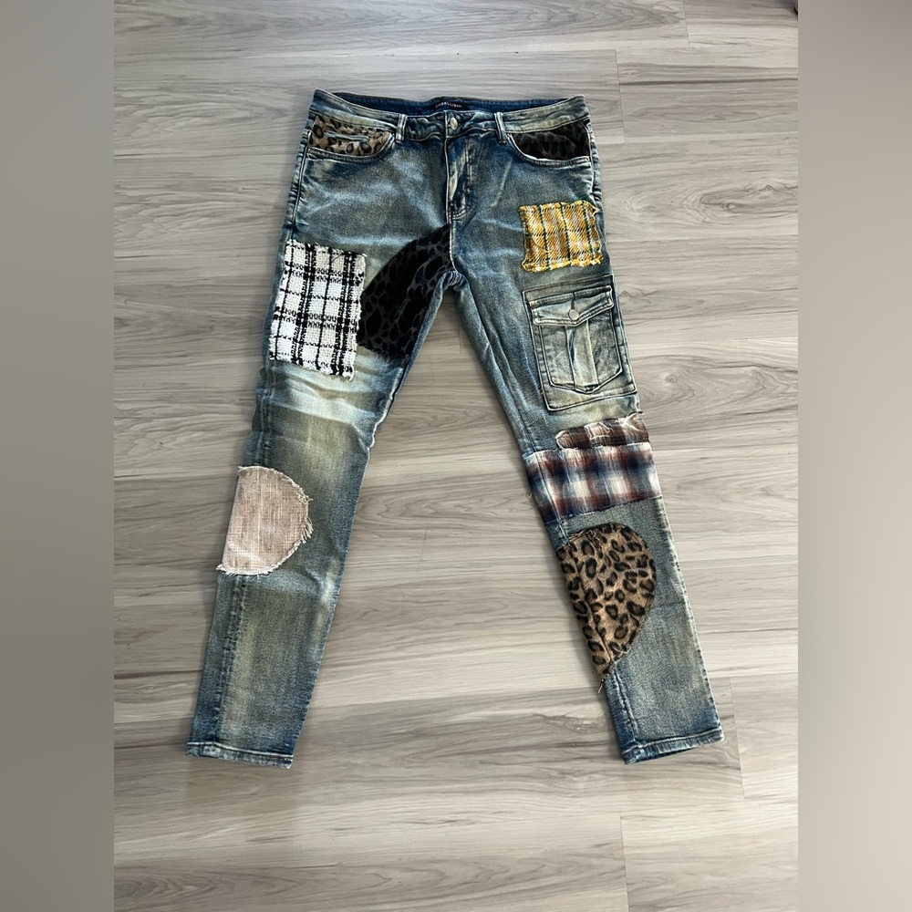 Embellish denim Men's Patchwork Jeans - Multicolor